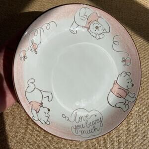 Vintage Winnie the Pooh Love You Beary Much Plate Pink Disney Collectible
